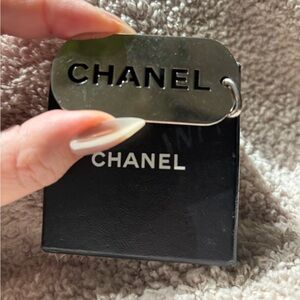 Chanel Bag Charm Dog Tag Silver